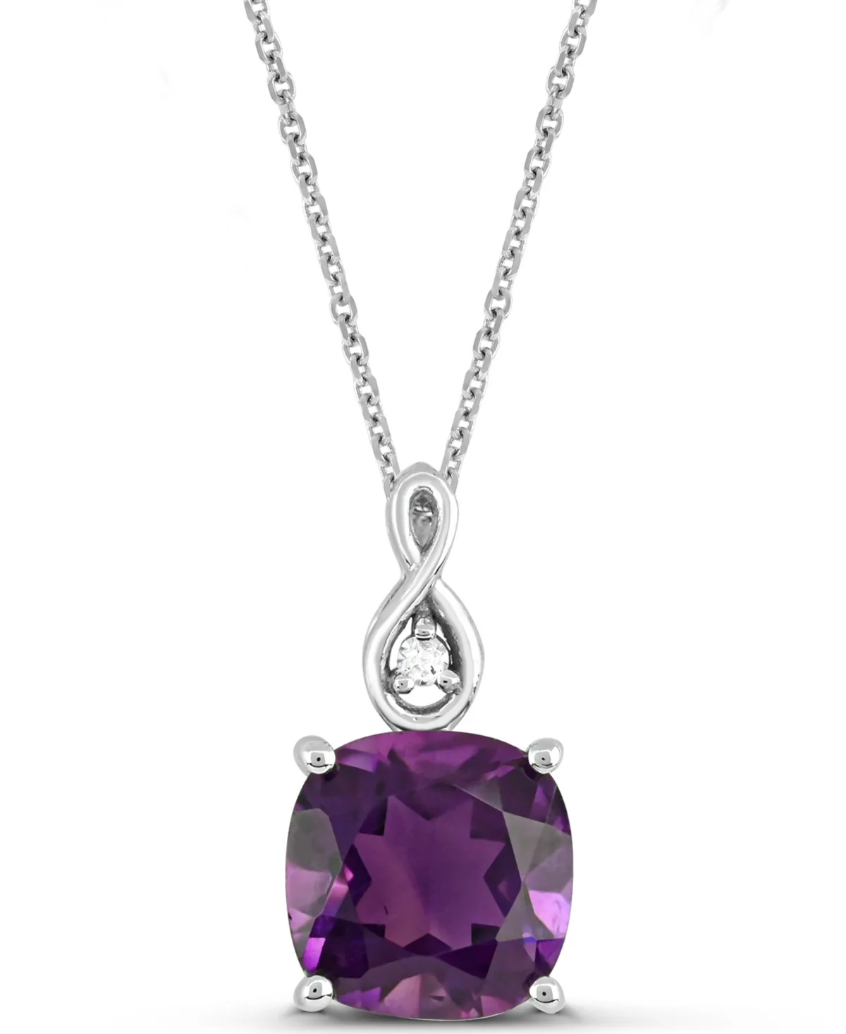 Amethyst and Diamond Accent Necklace (7/8 ct. t.w.) in Sterling Silver by Macy's