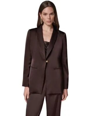 Satin Shawl Lapel Shoulder Padded Blazer by Donna Karan New York