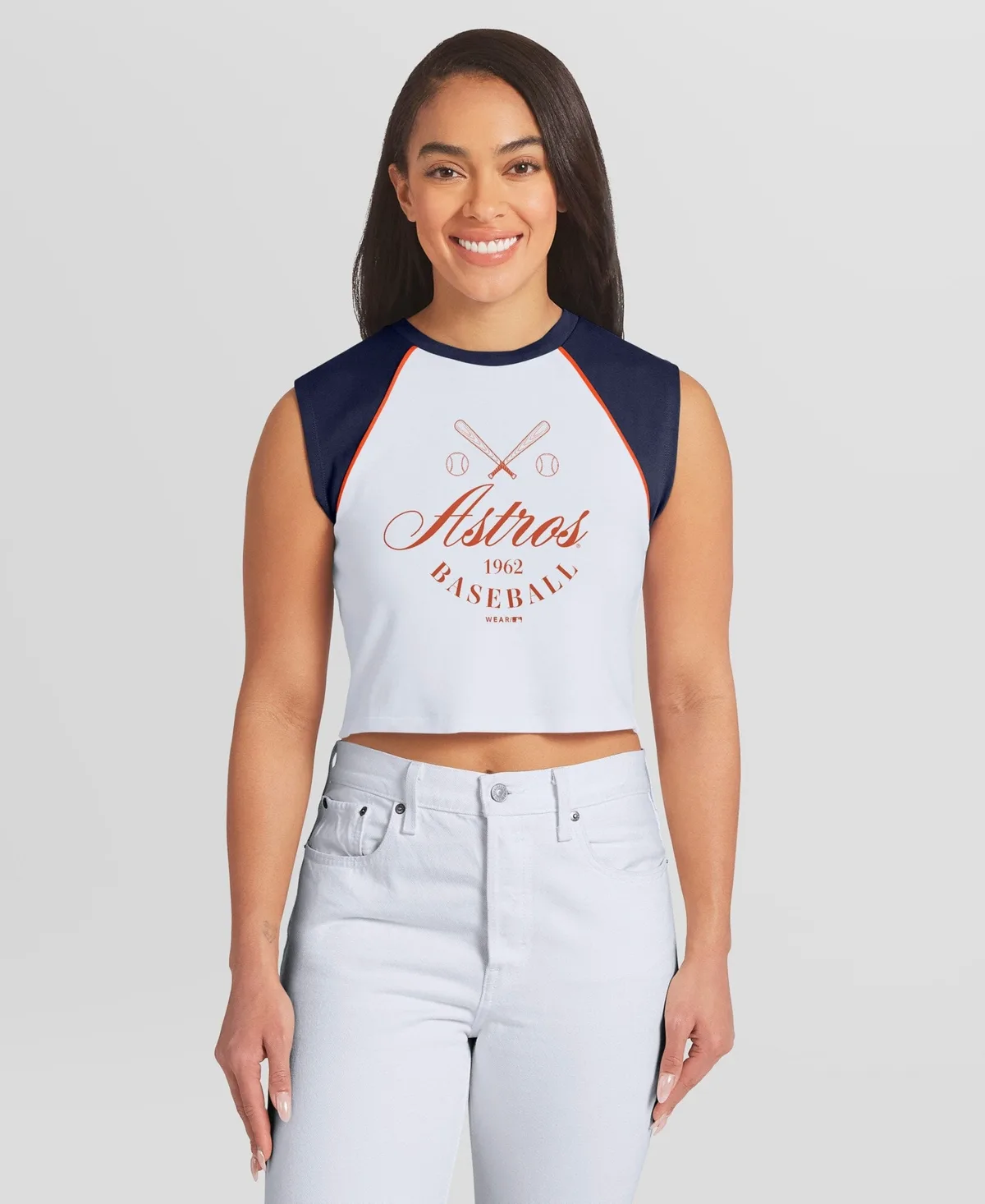 Houston Astros Cooperstown Cropped Raglan Tank Top by Wear by Erin Andrews