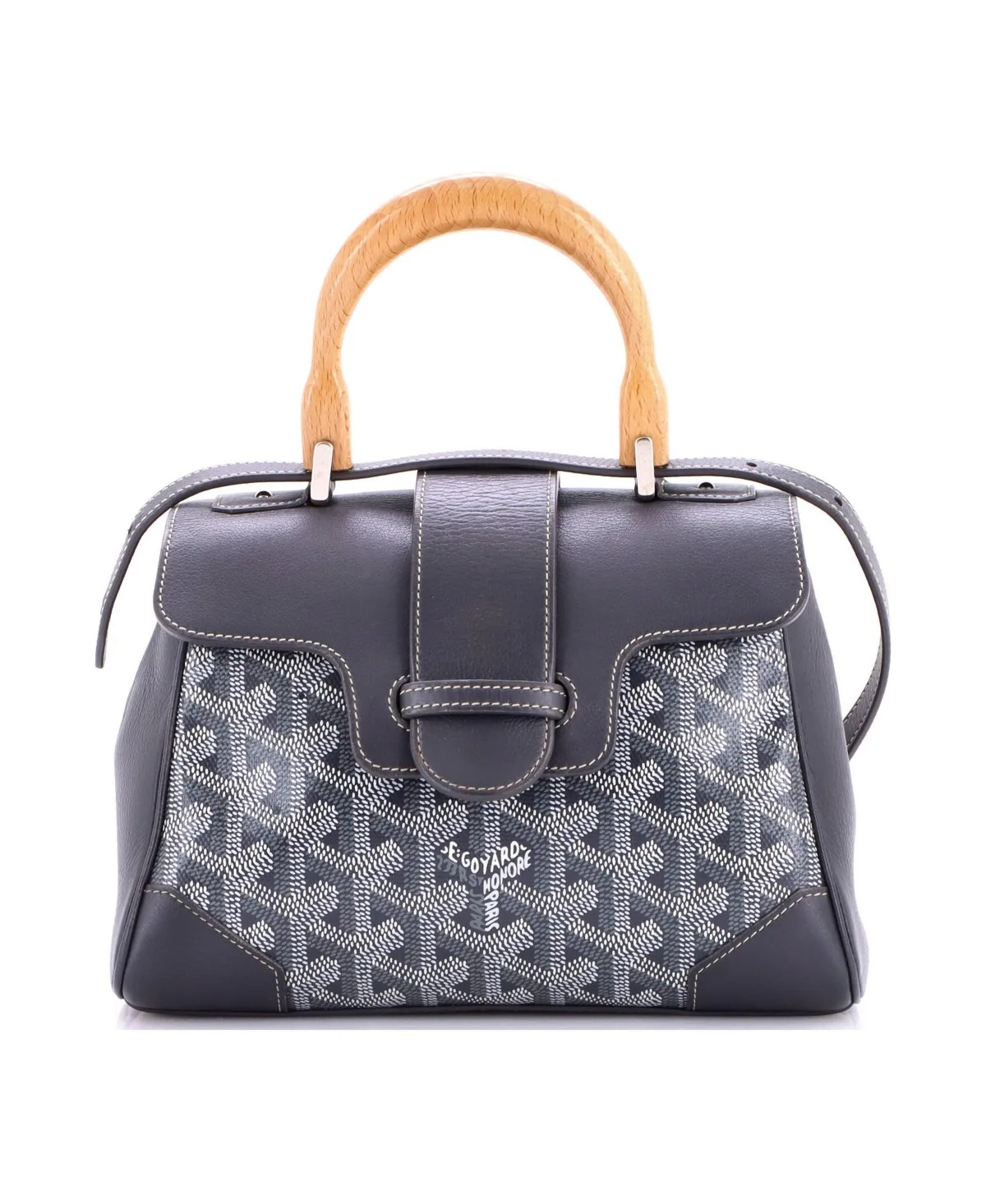 Pre-Owned Goyard Mini Saigon Top Handle Bag Coated Canvas with Leather by Pre Owned Goyard