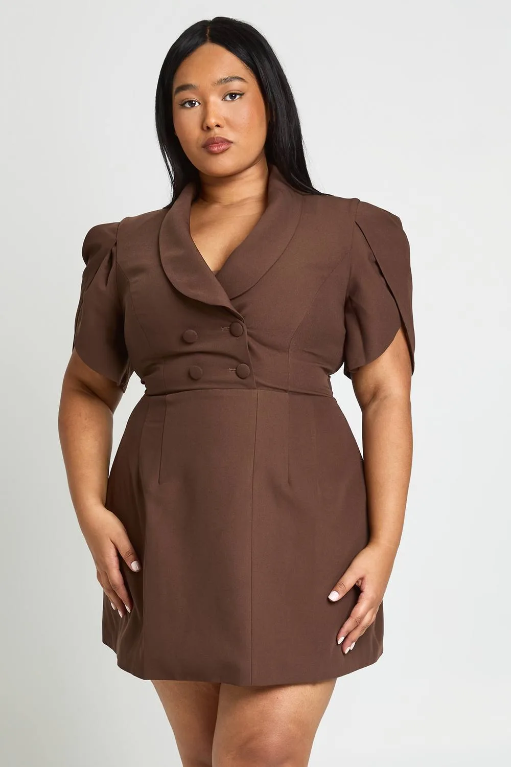 Petal Sleeve Skater Blazer Dress by boohoo