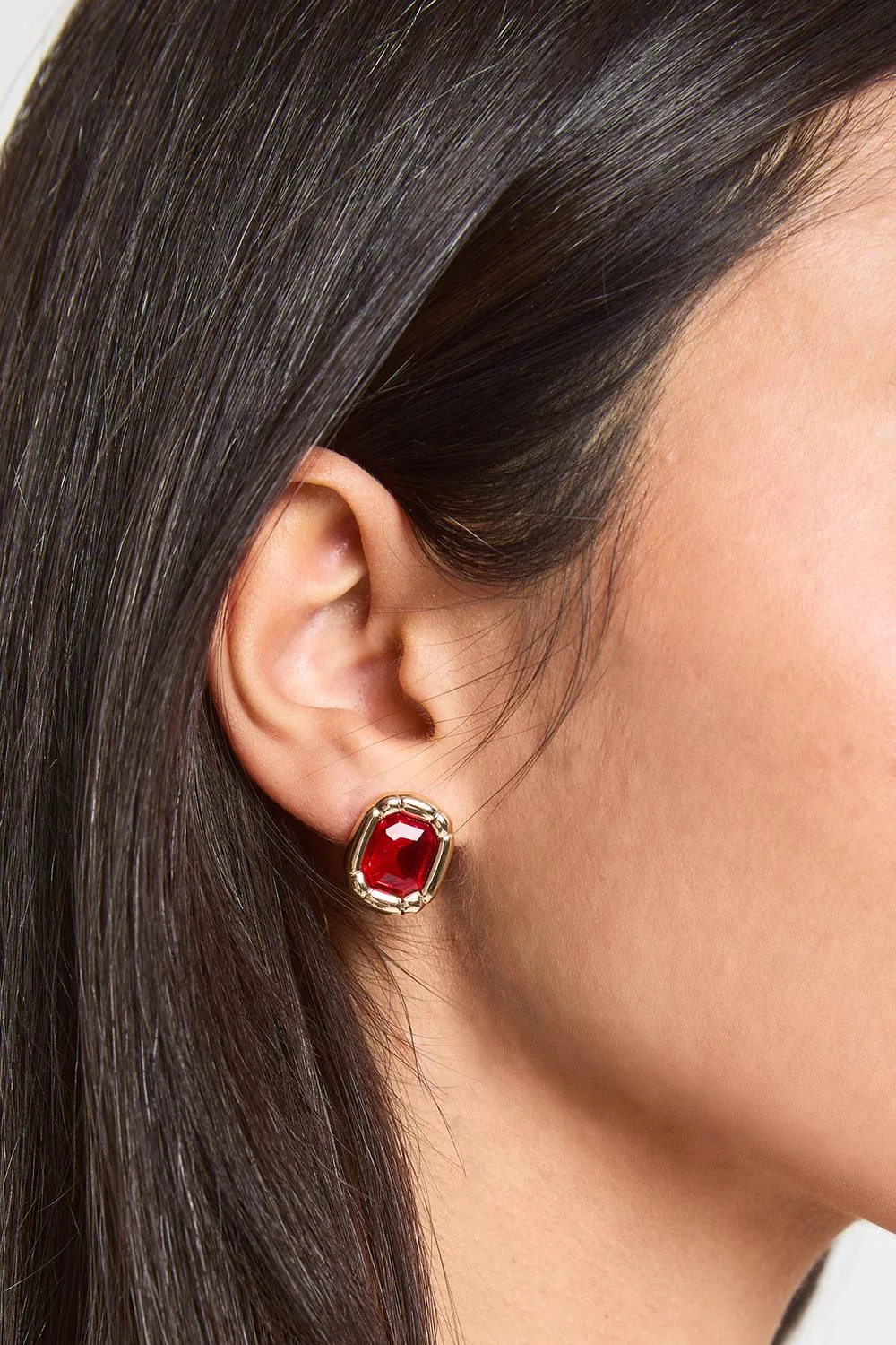 Red Diamante Stud Earrings by boohoo