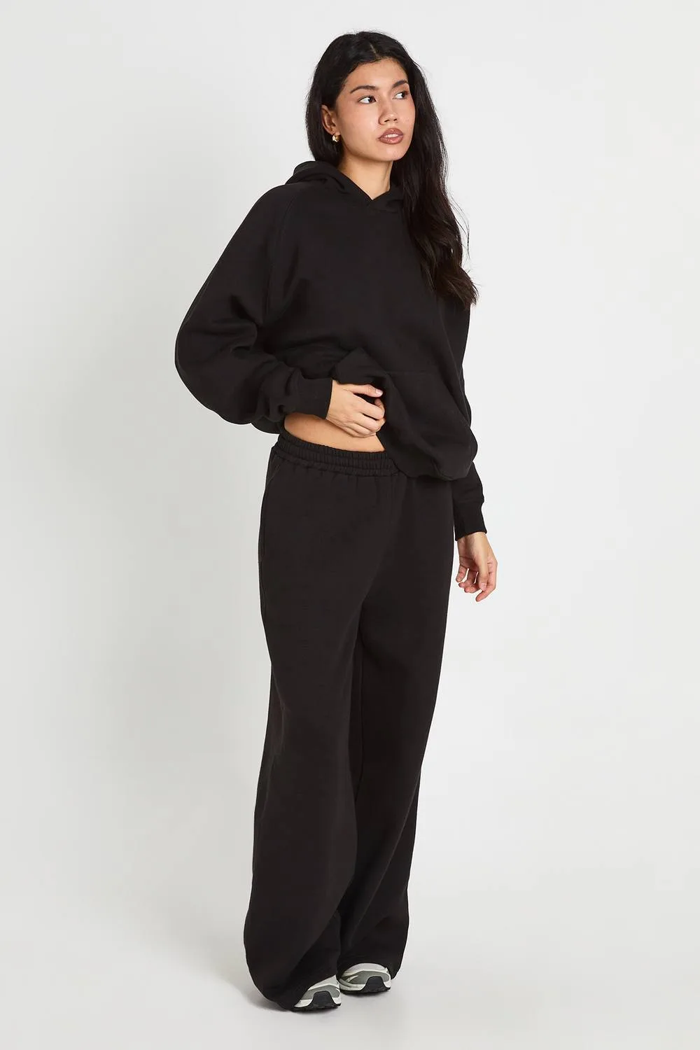 Basic Raglan Seam Hoodie & Straight Leg Jogger Tracksuit by boohoo