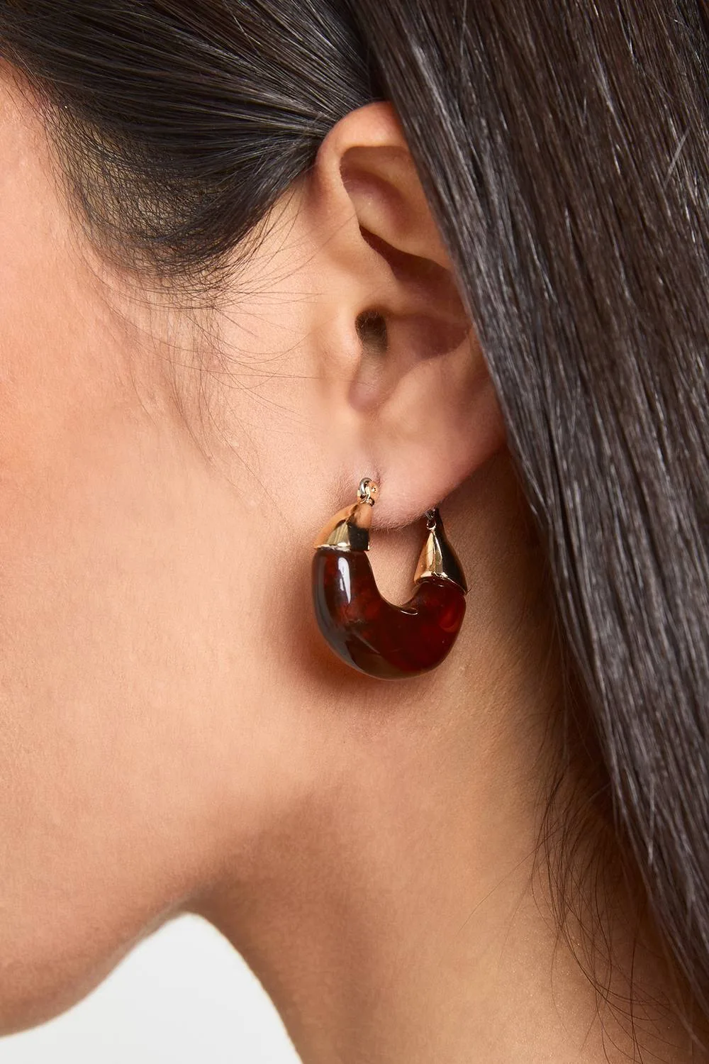 Brown Enamel Hoops by boohoo