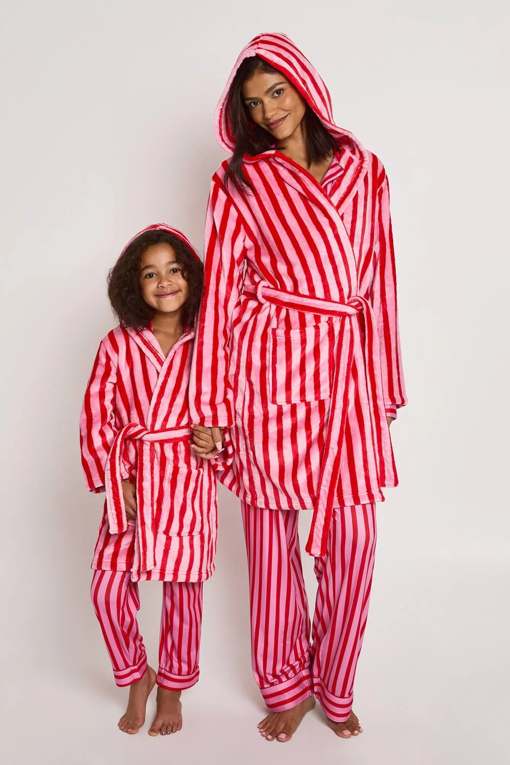 Matching Family Candy Stripe Mini Dressing Gown by boohoo