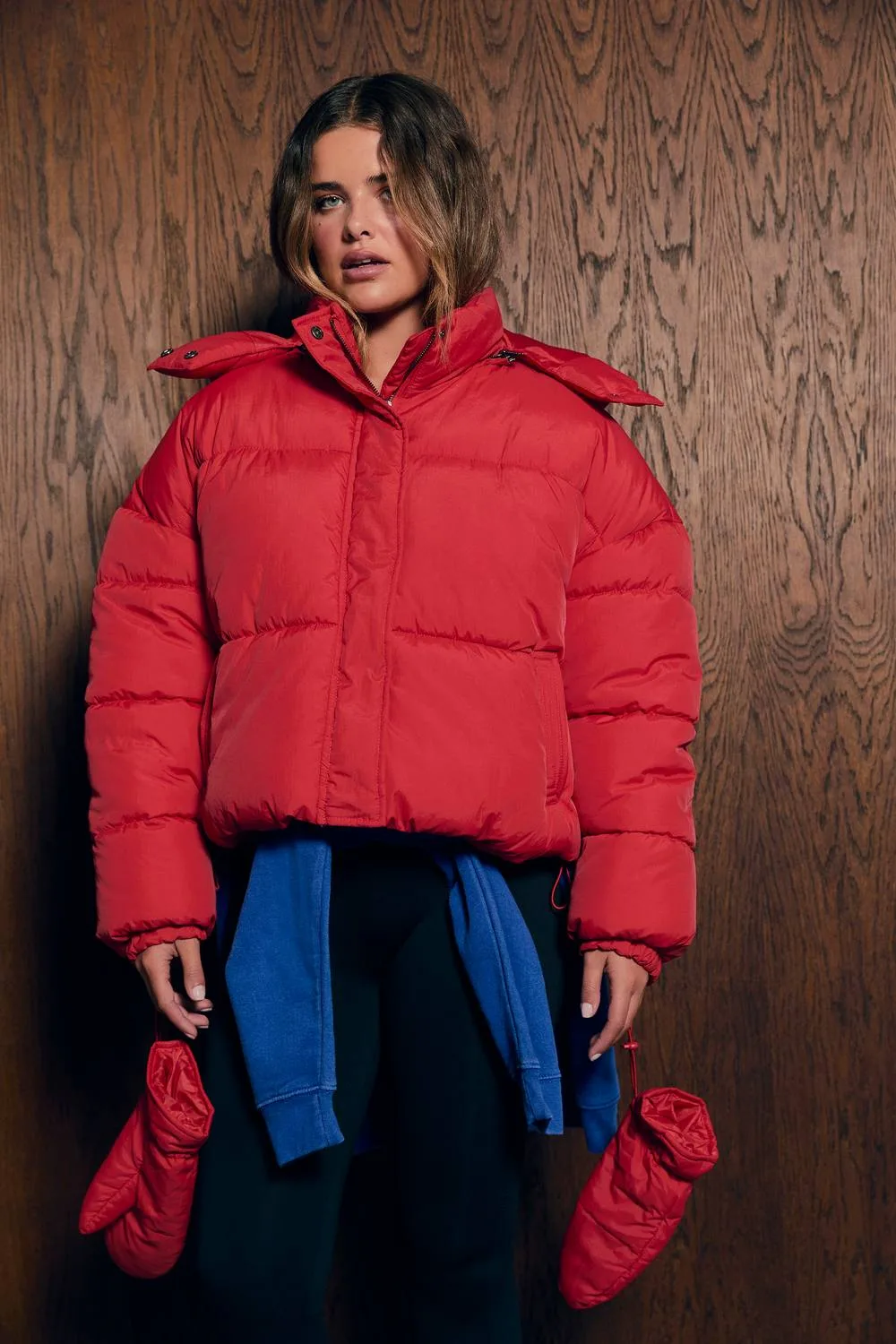 Hooded Puffer Jacket with Mittens by boohoo