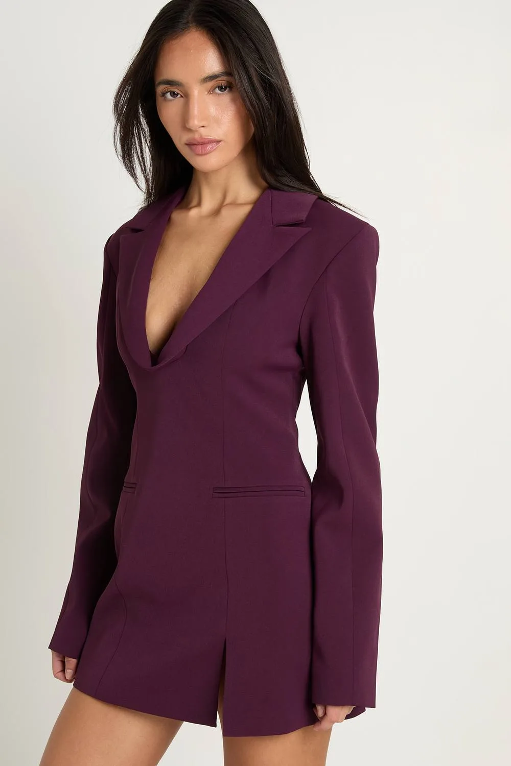 Plunge Neck Tailored Mini Dress by boohoo
