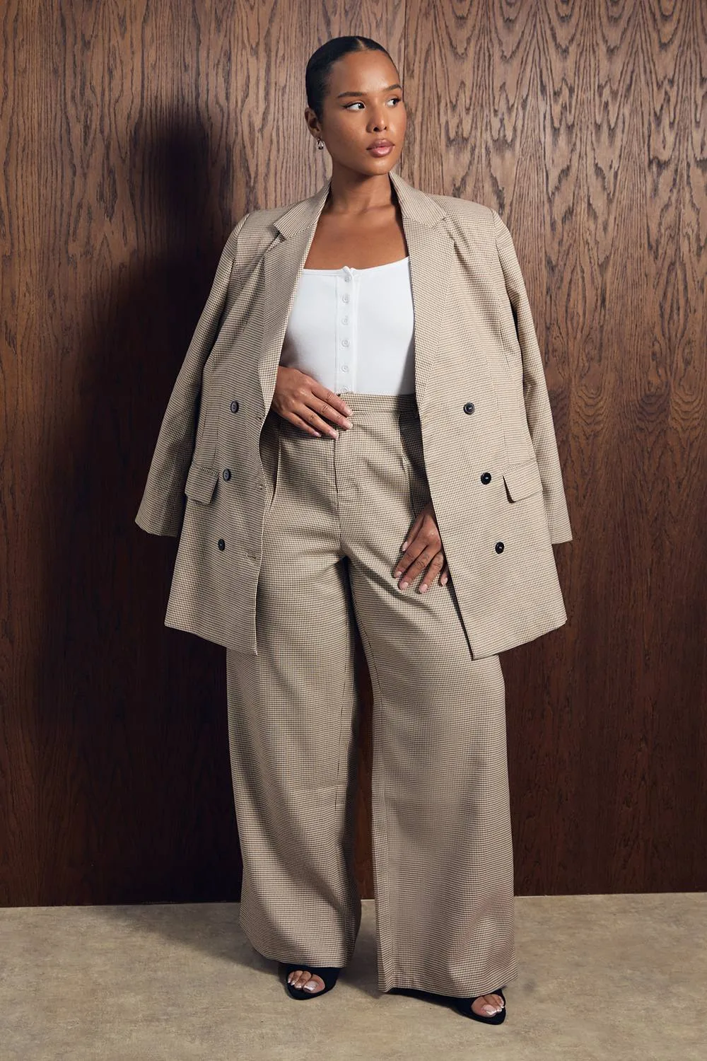 Check Wide Leg Trouser by boohoo