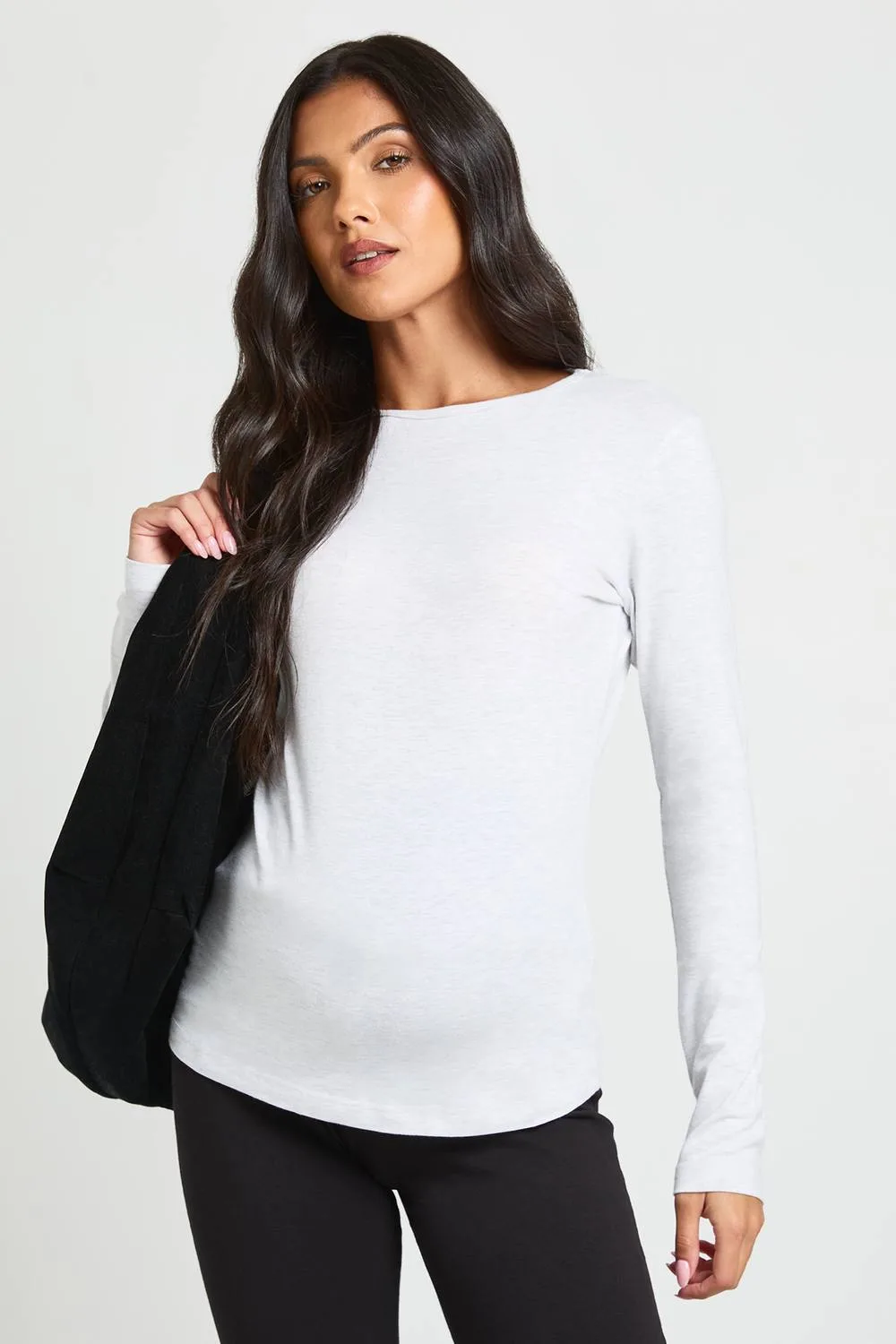 Maternity Basic Long Sleeve Fitted Longline Top by boohoo