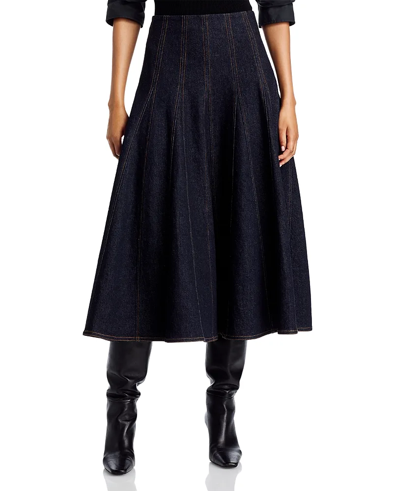 Cia High Waisted Denim Midi Skirt by Simkhai