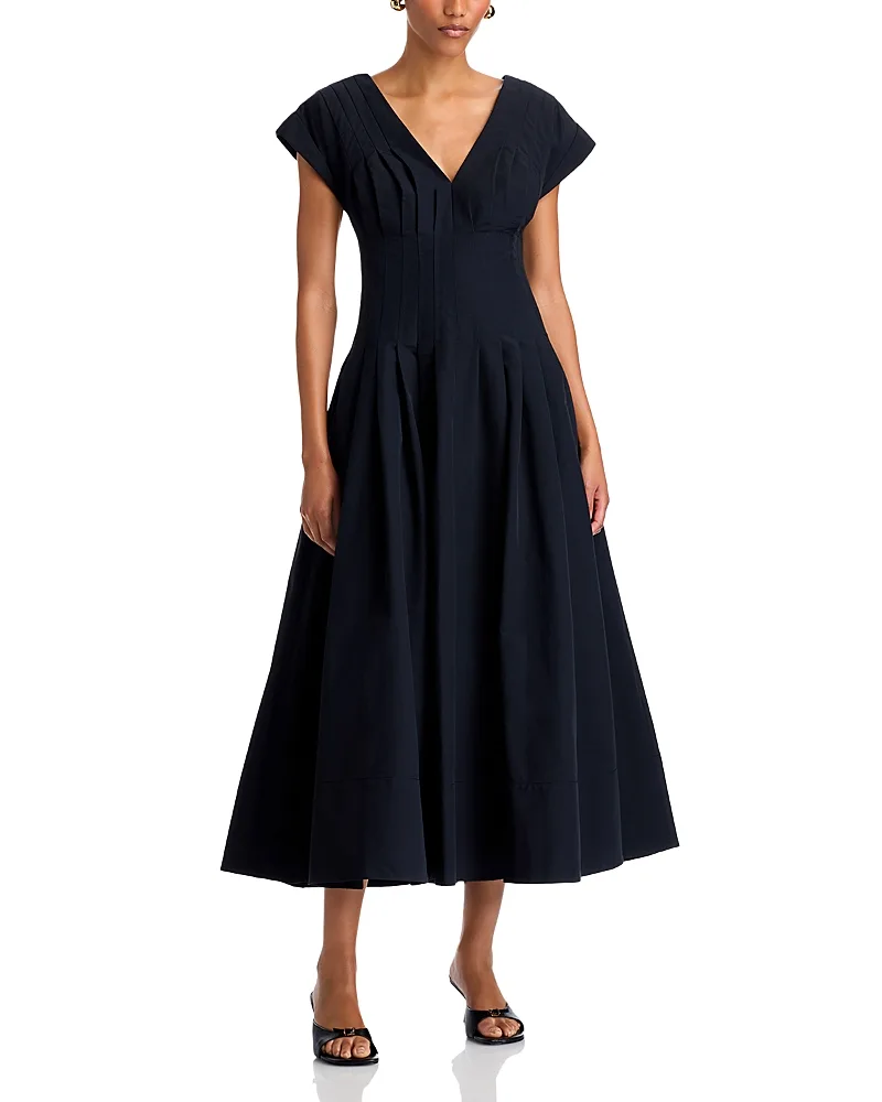 Nina Pleated a Line Midi Dress by Simkhai