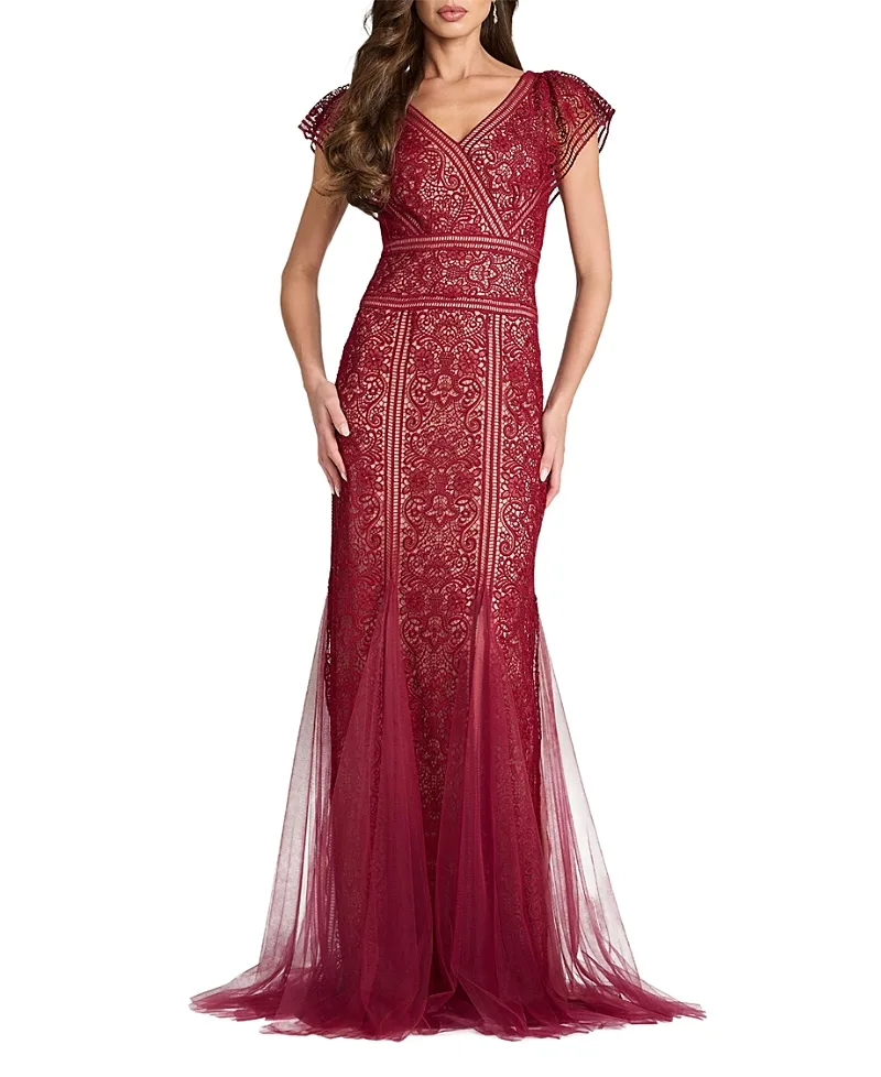Taryn Trackwork Embroidered Mermaid Gown by Tadashi