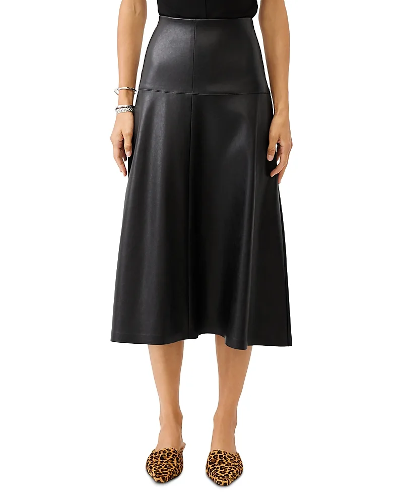 Faux Leather Midi Skirt by Karen Kane