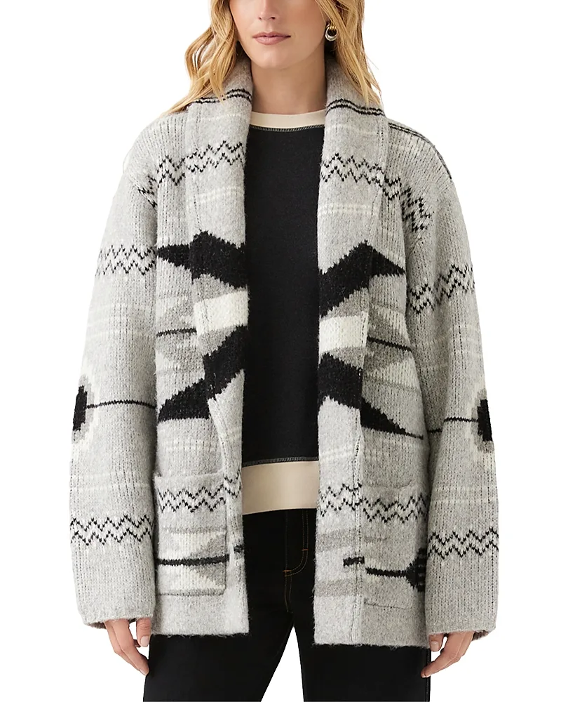 Jacquard Shawl Collar Cardigan by Karen Kane