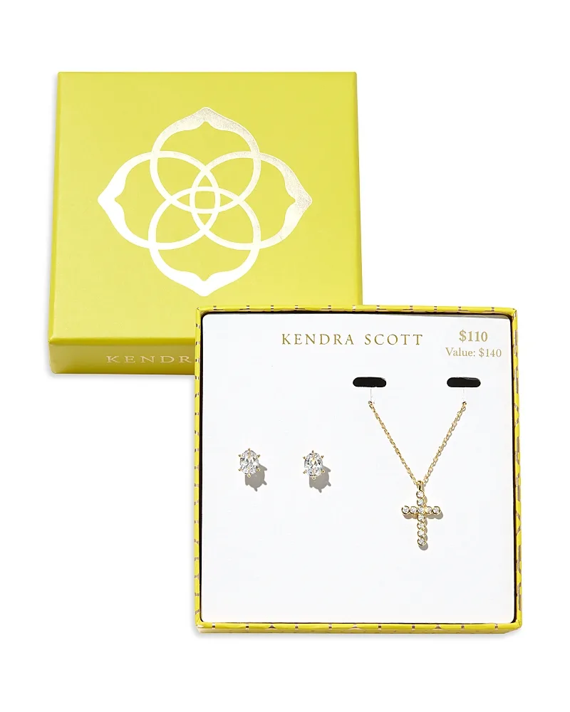 Crystal Cross Necklace & Cailin Crystal Stud Earrings Gift Set by Kendra Scott