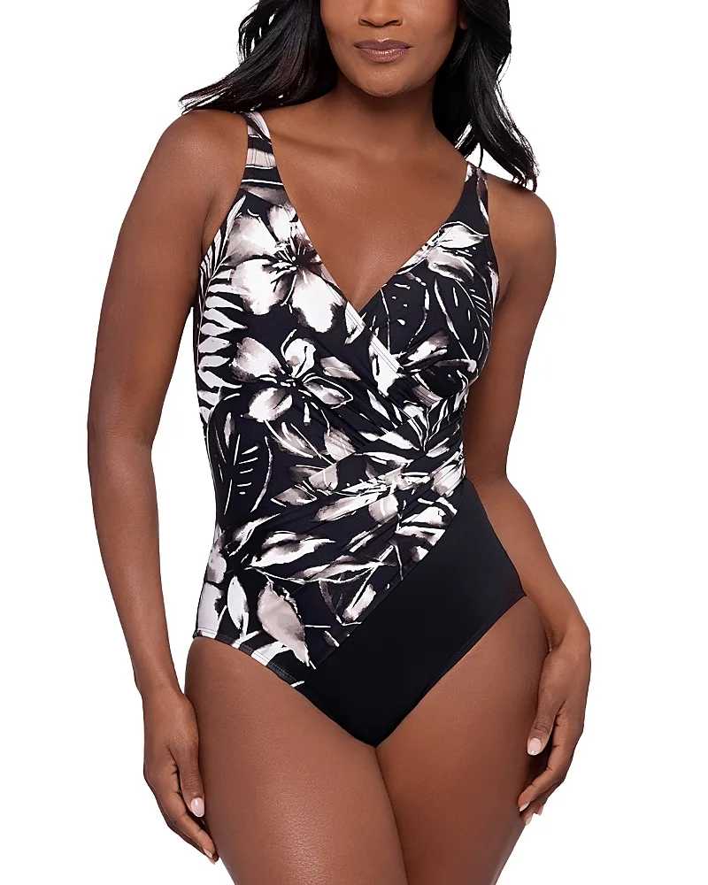 Monochroma Oceanus Draped One Piece Swimsuit by Miraclesuit