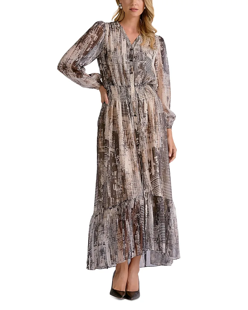 Printed Long Sleeve Maxi Dress