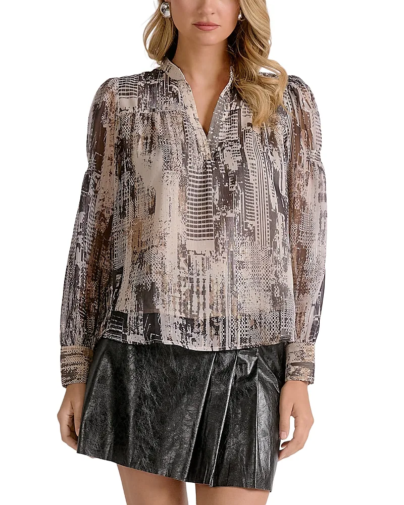 Long Sleeve V Neck Peasant Top by Elan