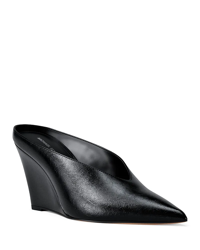 Xandra Leather Wedge Mules