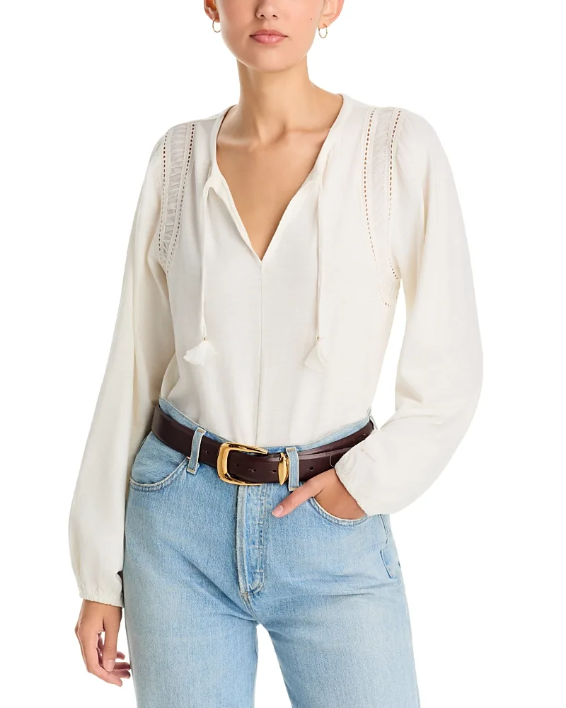 Mixed Media Ruched Cotton Top by Tommy Bahama