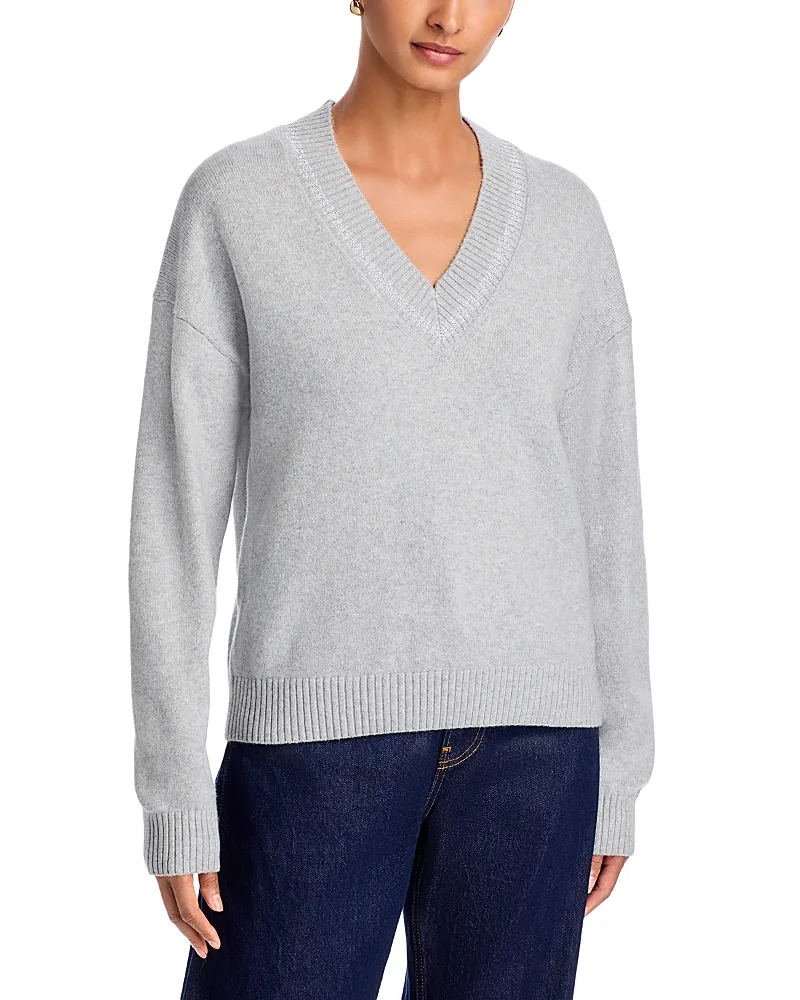 Cloud Bay Metallic Stripe V Neck Sweater by Tommy Bahama