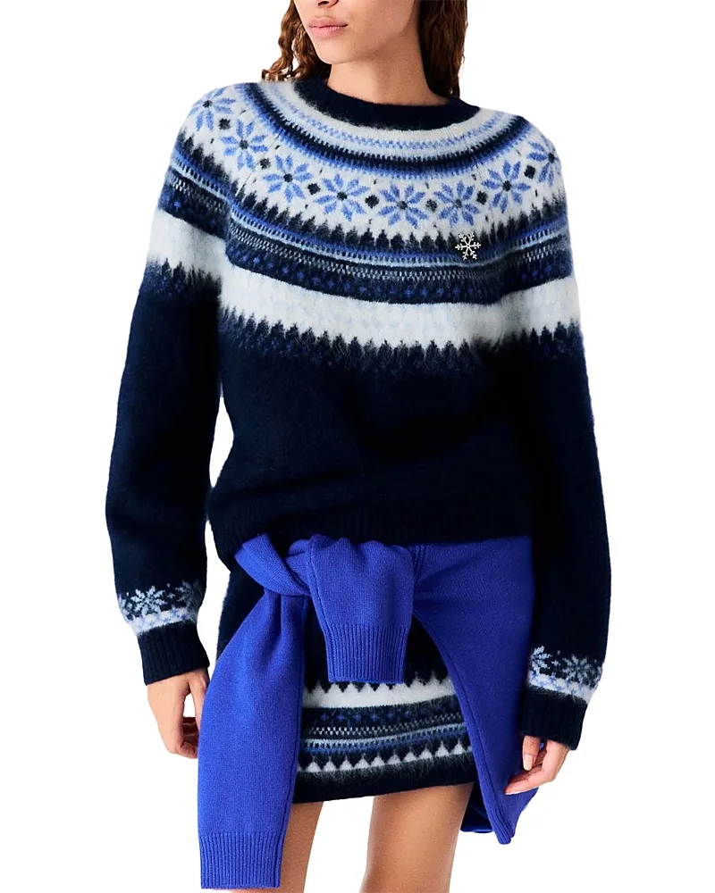 Brushed Wool Jacquard Fair Isle Sweater by Maje