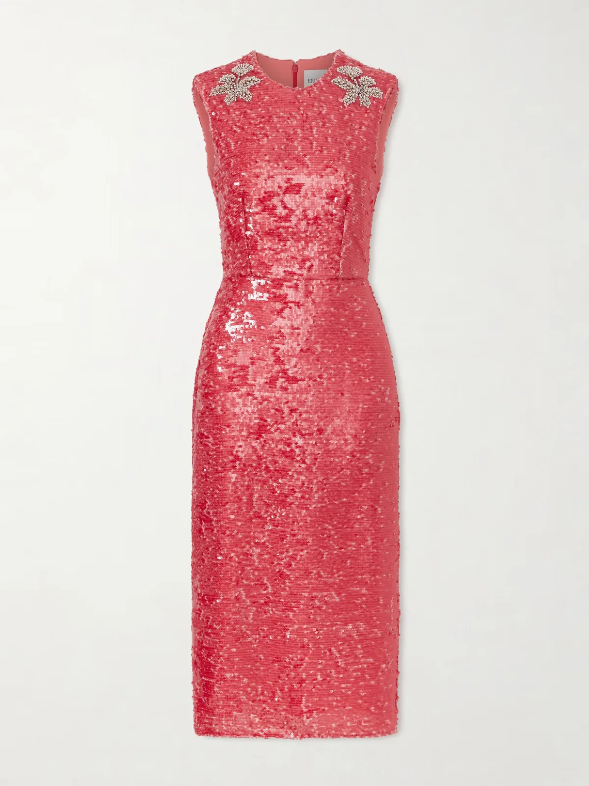 - Crystal-embellished Sequined Satin Midi Dress -