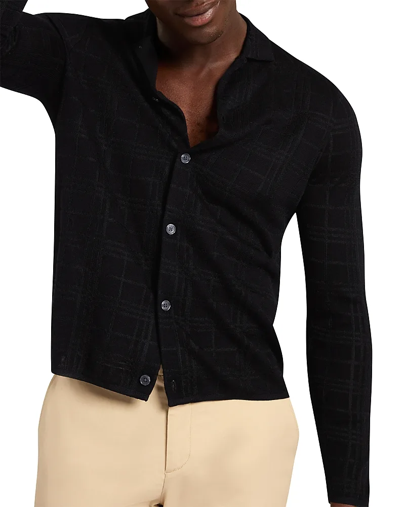 Mcline Soft Check Long Sleeve Sweater Polo by Ted Baker