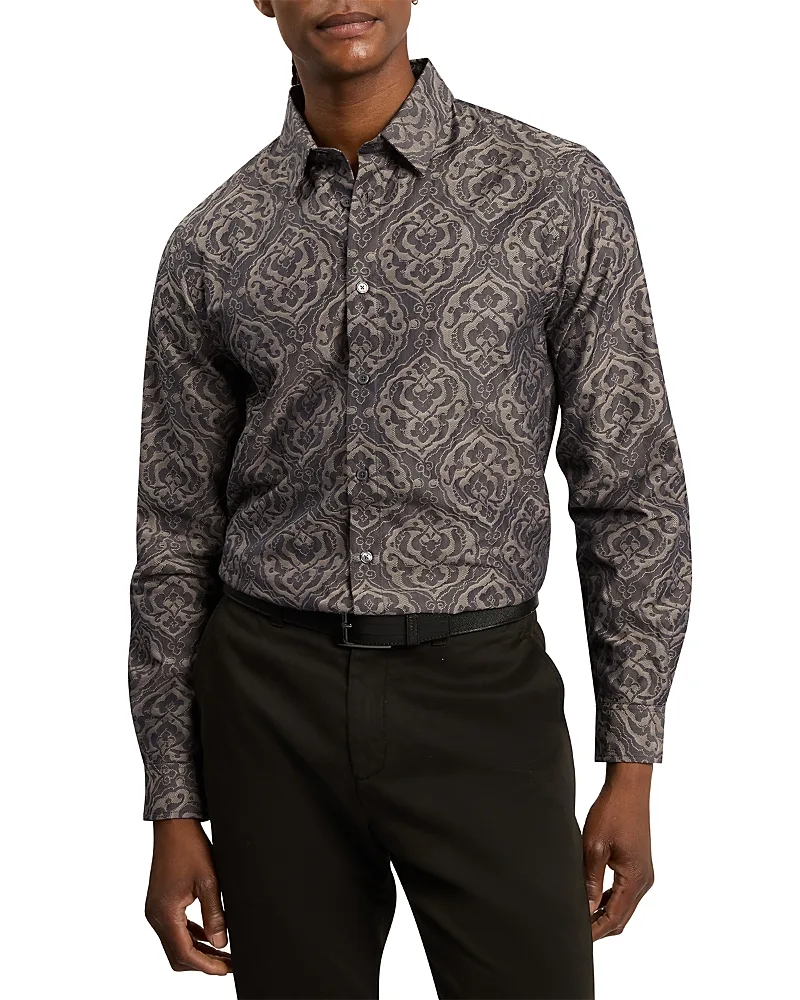 Damzen Jacquard Leaf Print Shirt by Ted Baker