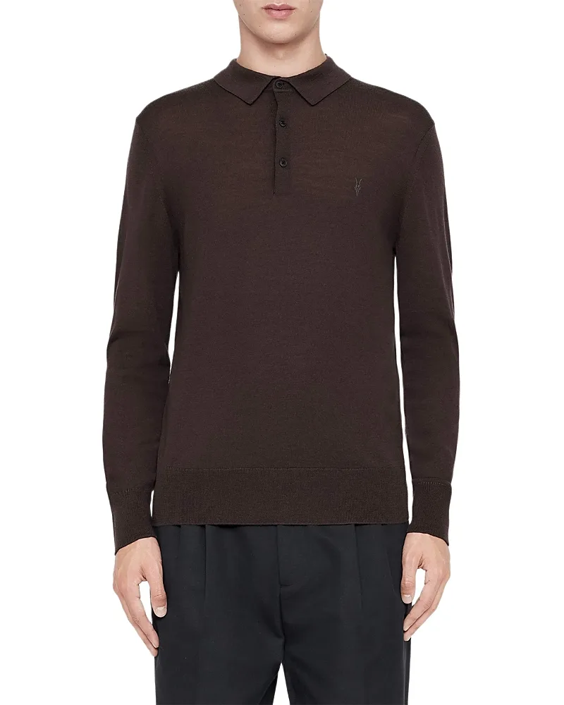 Mode Regular Fit Merino Wool Long Sleeve Polo Sweater by AllSaints