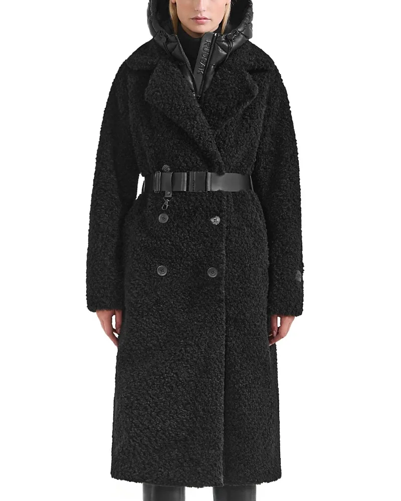 Tina Long Teddy Jacket with Removable Puffer Hood by Rudsak