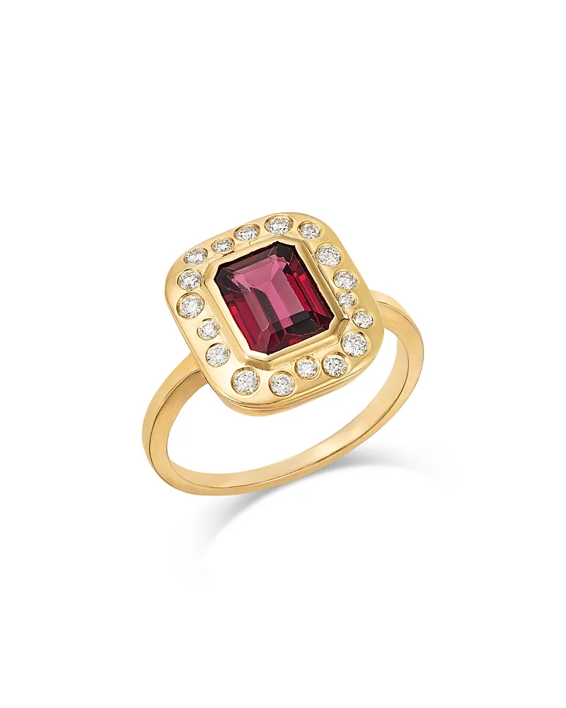 Diamond & Garnet Bezel Ring in 14K Yellow Gold, 0.26 Tcw by Bloomingdales Fine Collection