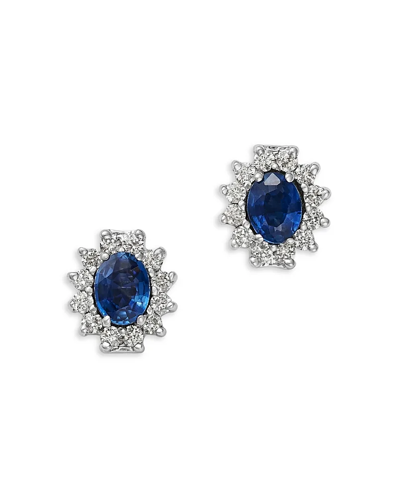 Sapphire & Diamond Oval Earrings in 14K White Gold by Bloomingdales Fine Collection