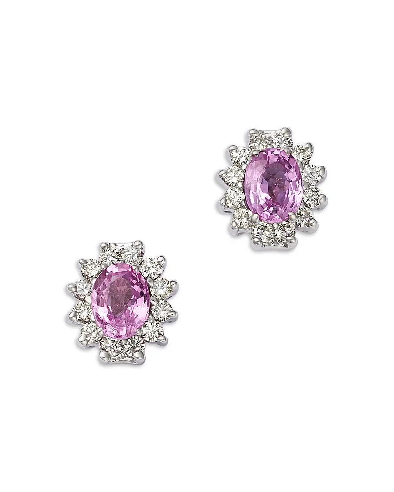Pink Sapphire & Diamond Oval Earrings in 14K White Gold by Bloomingdales Fine Collection