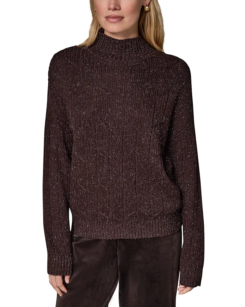 Dkny Metallic Mock Neck Cable Sweater by Donna Karan Weekend