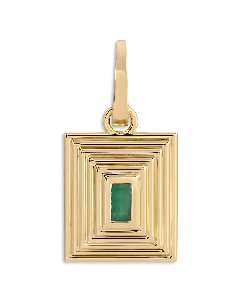 14K Yellow Gold Emerald Groovy Geometric Hinged Pendant by Adina Reyter