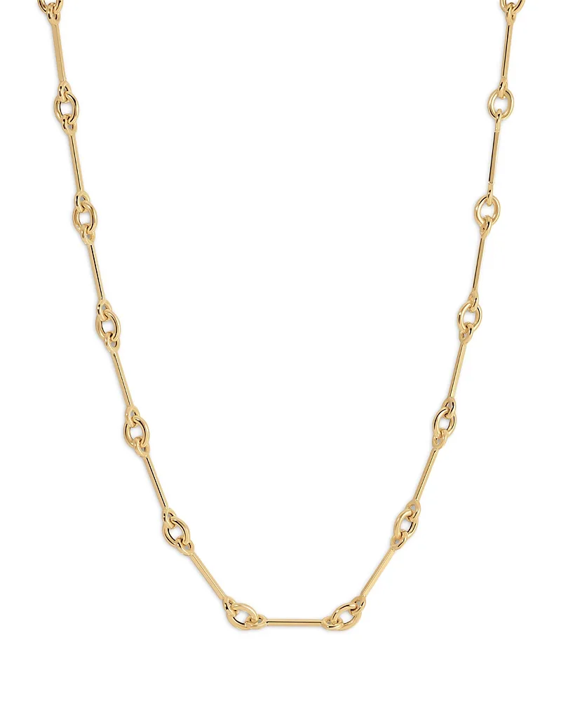 14K Yellow Gold Interlink Station Collar Necklace, 16" by Adina Reyter