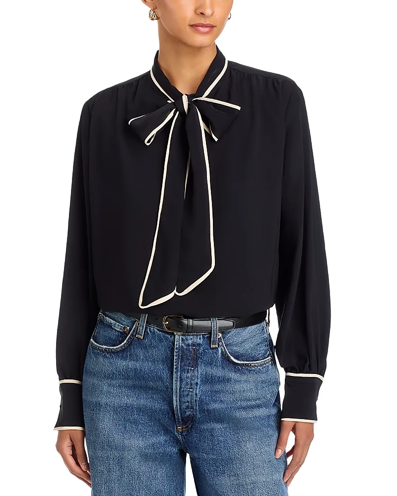 Stars Soft Bow Tie Neck Top
