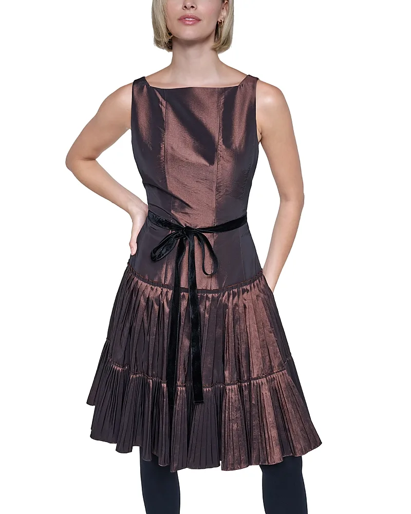 Boat Neck Pleated Dress by Sonia Rykiel