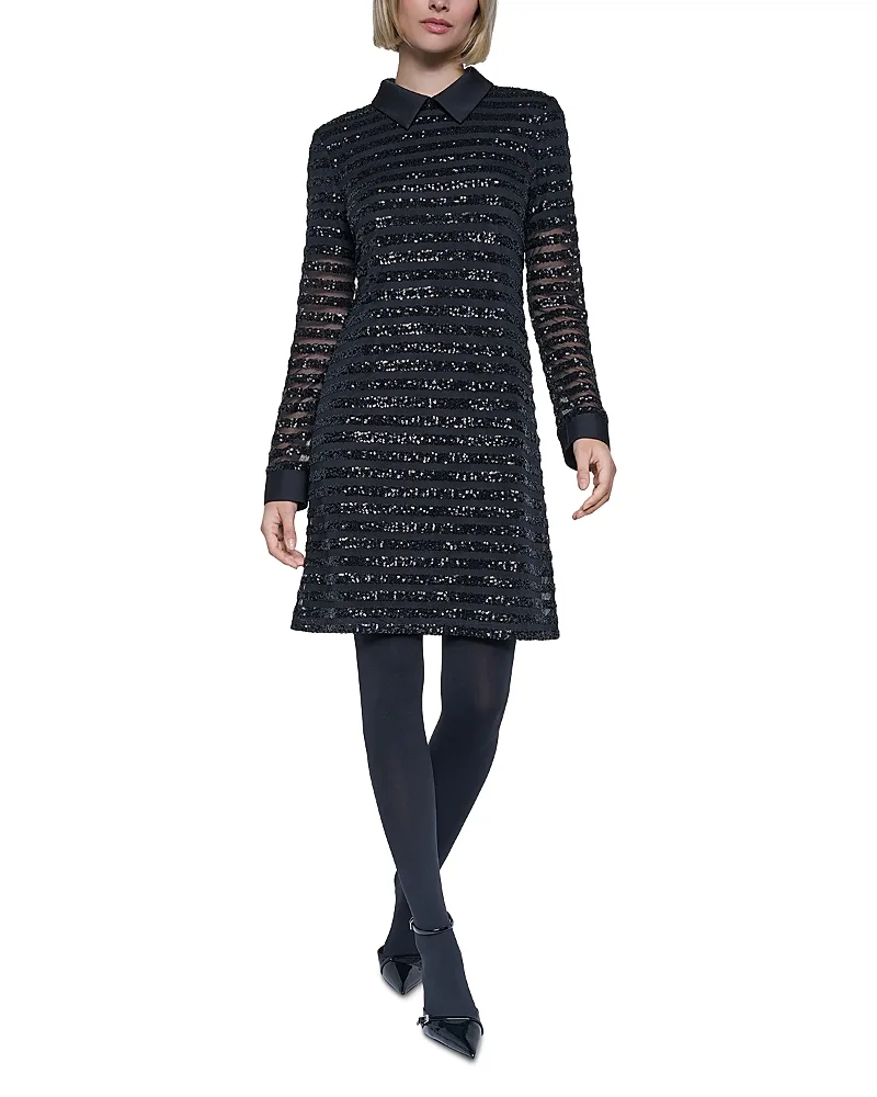 Sequined Long Sleeve Above the Knee Dress by Sonia Rykiel