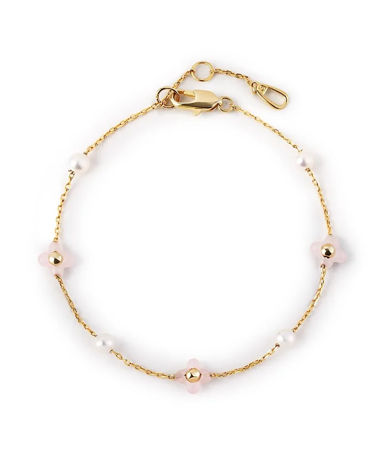 Hannah Rose Quartz Flower Bracelet by Ana Luisa