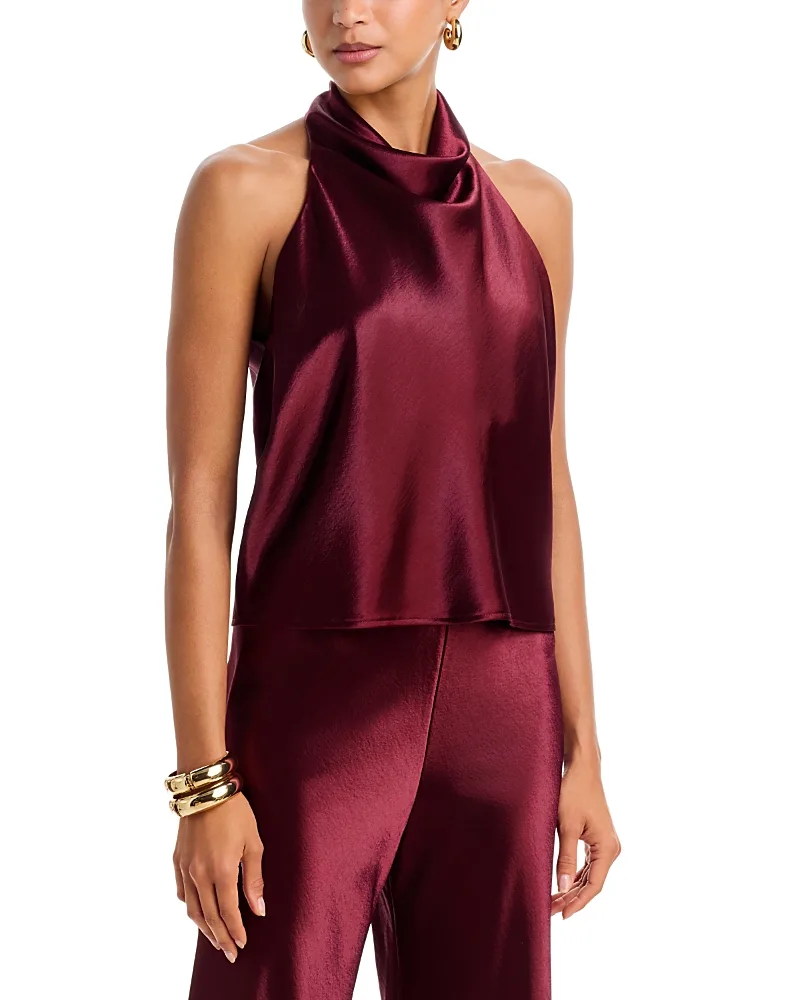 Shine Satin Halter Scarf Top