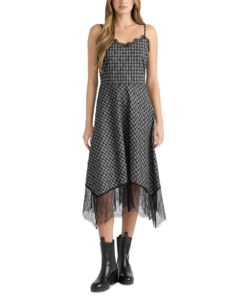 Lace Trim Handkerchief Midi Dress by Nvlt