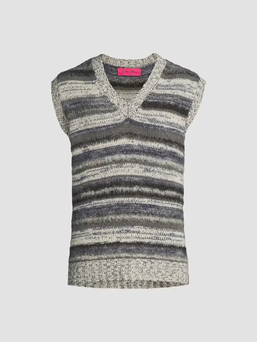 Boucle Mix Stripe Sweater Vest by The Elder Statesman