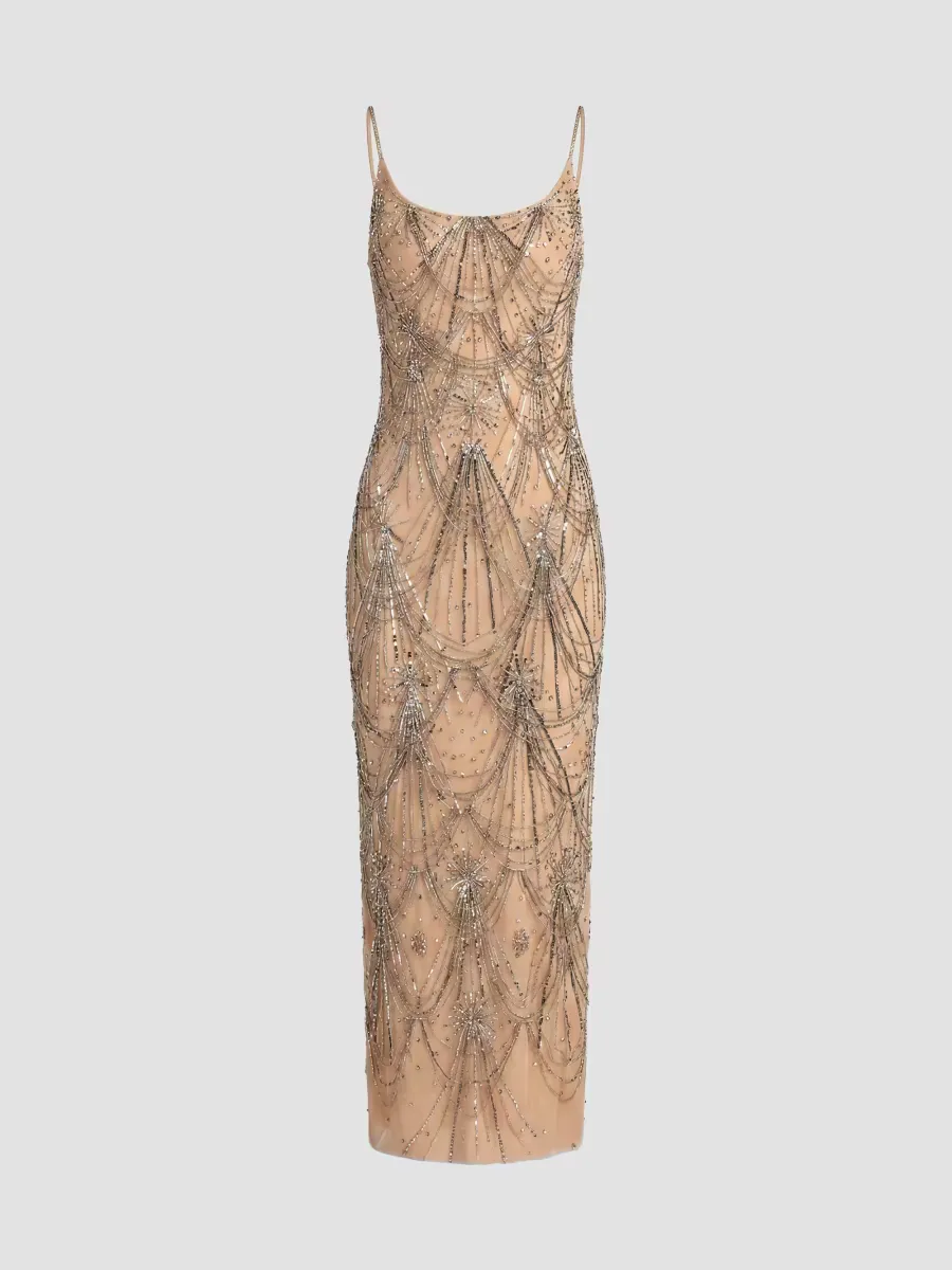 Mac Duggal Beaded Fringe Scoopneck Dress by M.A.C.