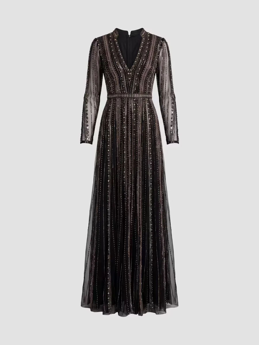 Mac Duggal Embellished Mesh V-Neck Gown by M.A.C.
