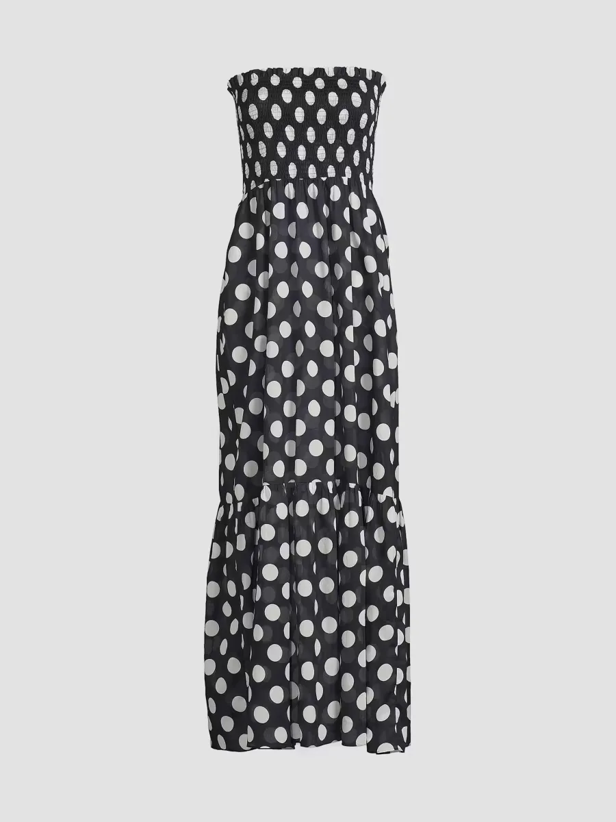Olen Polka Dot Strapless Cover-Up Maxi Dress by Milly