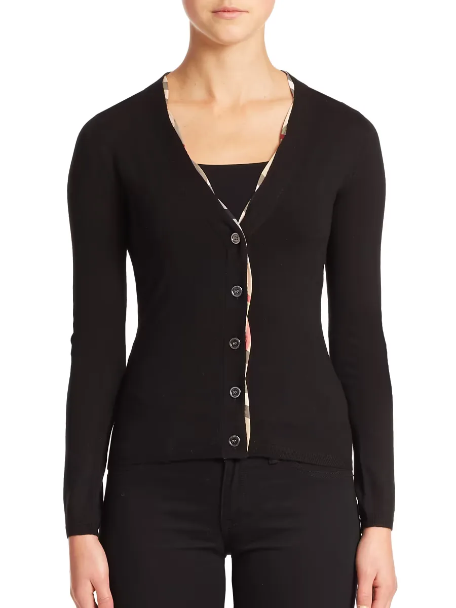 Check-Trim Cardigan by Burberry