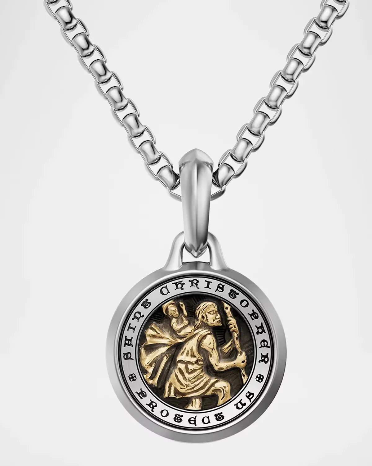 St. Christopher Amulet in Sterling Silver with 14K Yellow Gold, 21.2mm by David Yurman