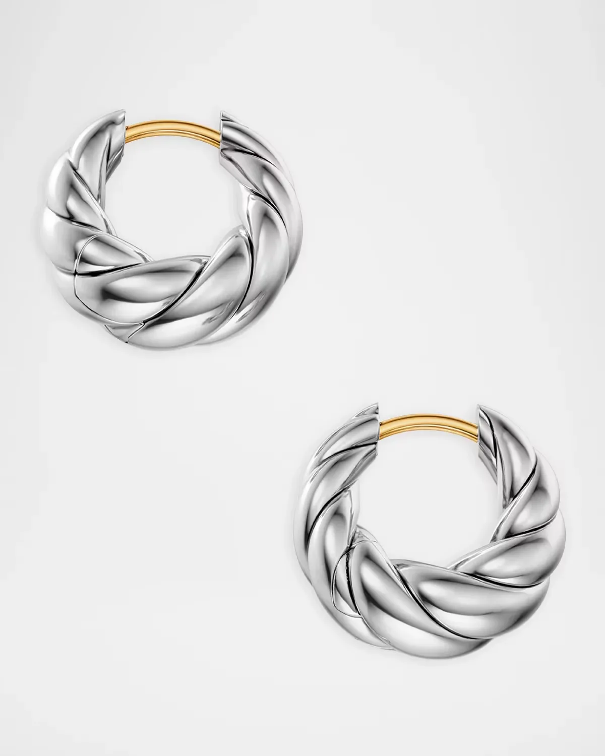 Sculpted Cable Tapered Hoop Earrings in Silver, 15.7mm by David Yurman